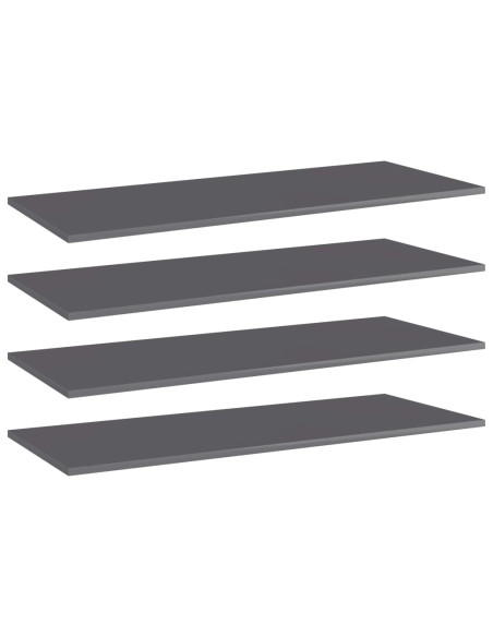 Ripiani per Libreria 4pz Grigio Lucido 100x40x1,5cm Multistrato