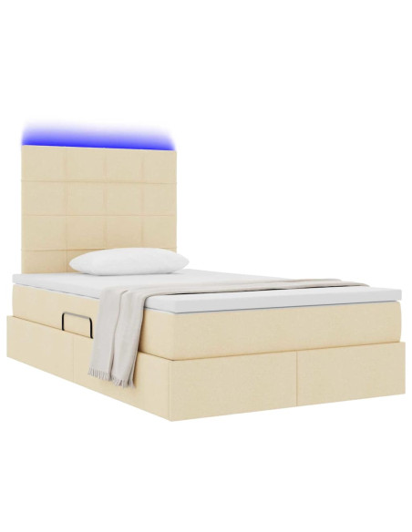 Letto con contenitore e LED Crema 120 x 190 cm Poliestere