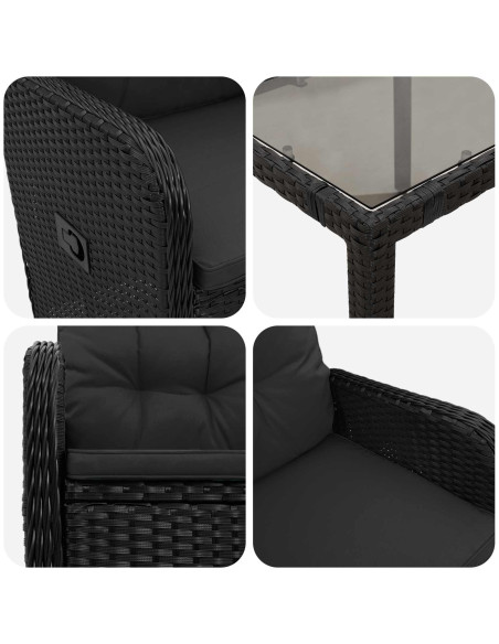 Set da pranzo per esterni con cuscino 3 pcs