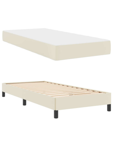 Struttura del letto con materasso Crema 90 x 190 cm Tessuto