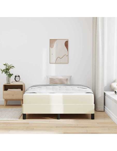 Struttura del letto con materasso Crema 120 x 200 cm Tessuto