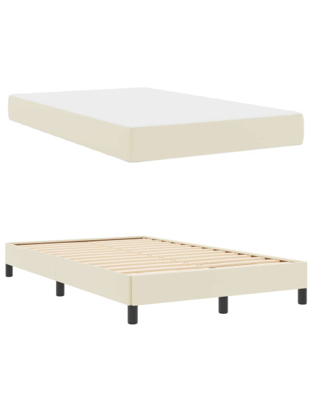 Struttura del letto con materasso Crema 120 x 200 cm Tessuto
