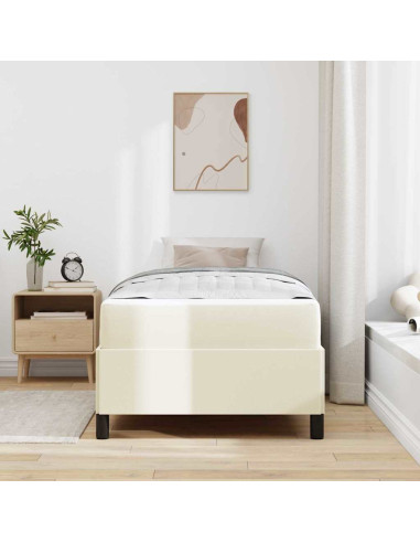 Struttura del letto con materasso Crema 90 x 190 cm Tessuto