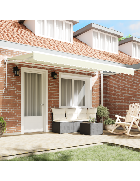 Tenda Retrattile Crema 350 x 200 cm Poliestere e Metallo