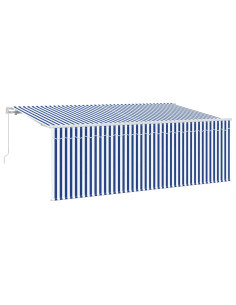 Tenda Retrattile Rigato Blu 350 x 200 cm Tessuto 2