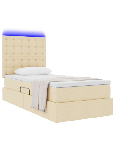Letto con contenitore e LED Crema 100 x 200 cm Poliestere