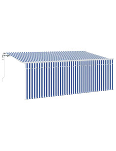 Tenda Retrattile Rigato Blu 350 x 200 cm Tessuto 2