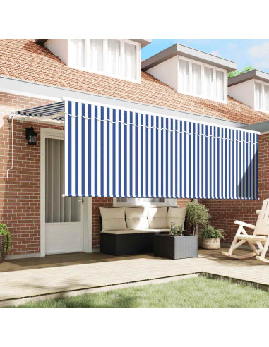 Tenda Retrattile Rigato Blu 350 x 200 cm Tessuto