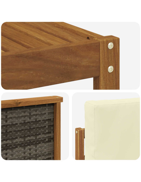 Set di divani da esterno con cuscino 8 pcs Naturale e Crema