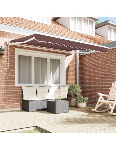 Tenda Retrattile Marrone 350 x 200 cm Poliestere e Metallo