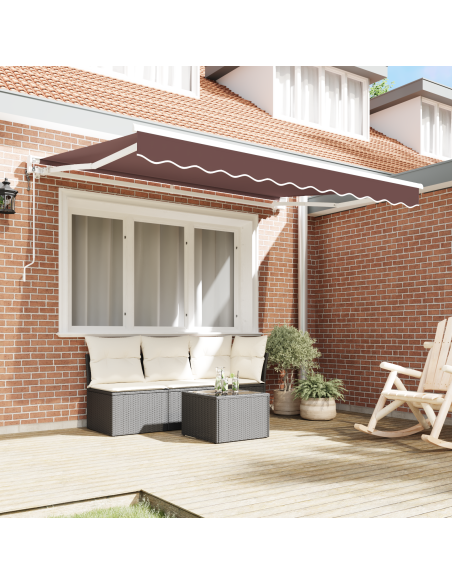 Tenda Retrattile Marrone 350 x 200 cm Poliestere e Metallo