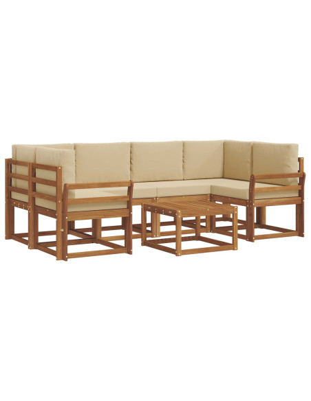 Set di divani da esterno con cuscino 7 pcs Naturale e Beige