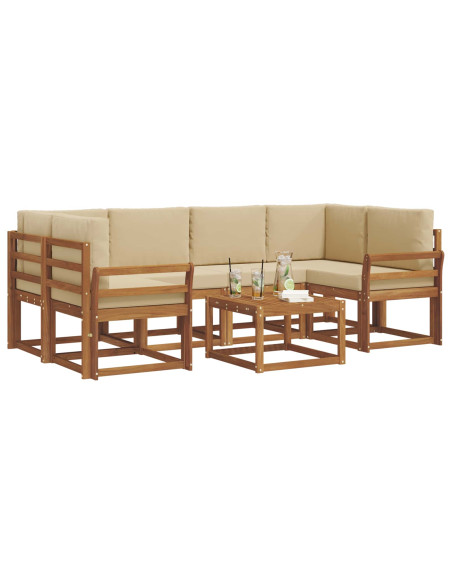 Set di divani da esterno con cuscino 7 pcs Naturale e Beige