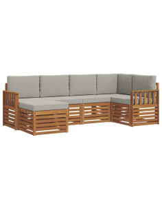 Set divani con cuscino 6 pcs Grigio Naturale e Chiaro 2
