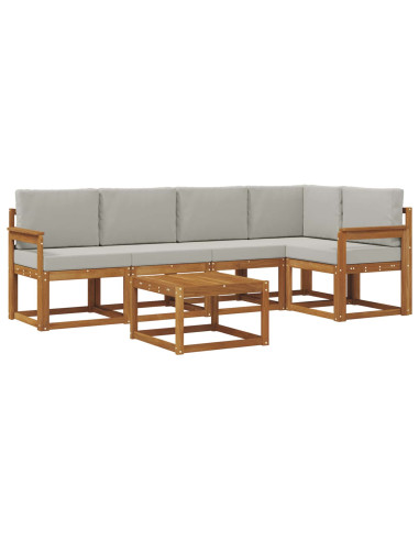 Set di divani da esterno 6 pcs Grigio Naturale e Chiaro