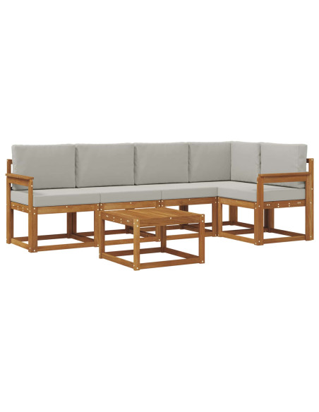 Set di divani da esterno 6 pcs Grigio Naturale e Chiaro