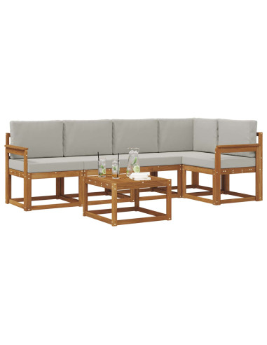 Set di divani da esterno 6 pcs Grigio Naturale e Chiaro