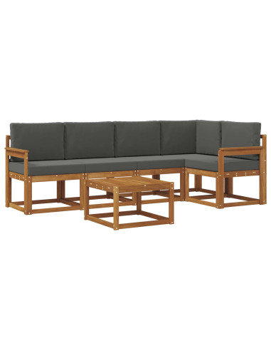 Set di divani da esterno con cuscino 6 pcs Naturale e Antracite