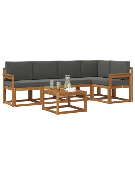 Set di divani da esterno con cuscino 6 pcs Naturale e Antracite