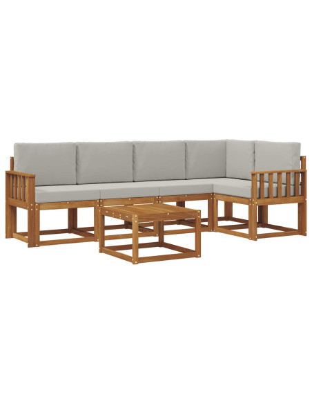 Set di divani da esterno 6 pcs Grigio Naturale e Chiaro