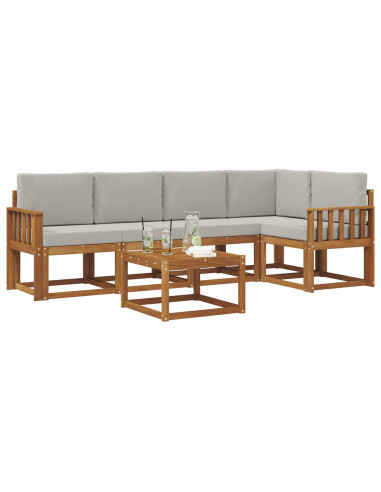 Set di divani da esterno 6 pcs Grigio Naturale e Chiaro
