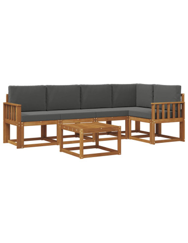 Set di divani da esterno con cuscino 6 pcs Naturale e Antracite