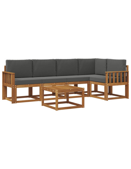 Set di divani da esterno con cuscino 6 pcs Naturale e Antracite
