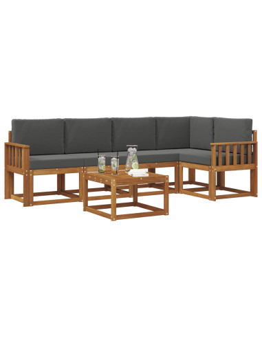 Set di divani da esterno con cuscino 6 pcs Naturale e Antracite