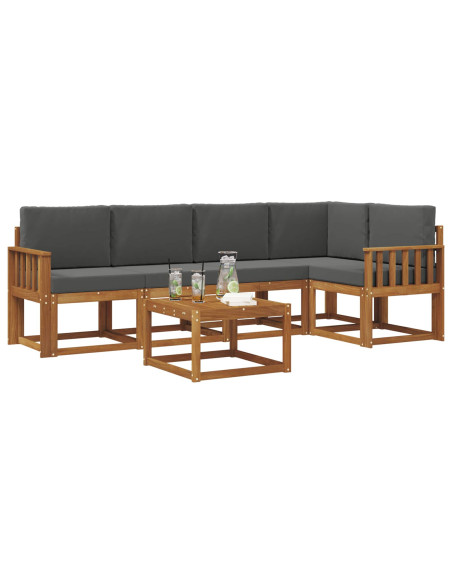 Set di divani da esterno con cuscino 6 pcs Naturale e Antracite