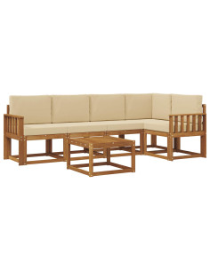 Set di divani con cuscino 6 pcs Naturale e Beige 2