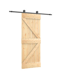 Porta scorrevole Naturale e Nero 85 x 210 cm 2