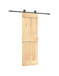 Porta scorrevole Naturale e Nero 70 x 210 cm 2