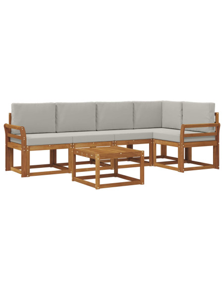 Set di divani da esterno 6 pcs Grigio Naturale e Chiaro