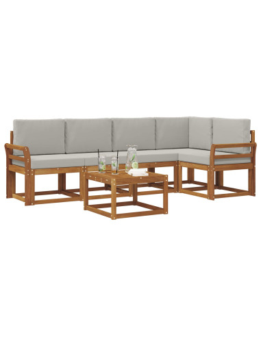 Set di divani da esterno 6 pcs Grigio Naturale e Chiaro