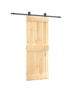 Porta scorrevole Naturale e Nero 80 x 210 cm 2