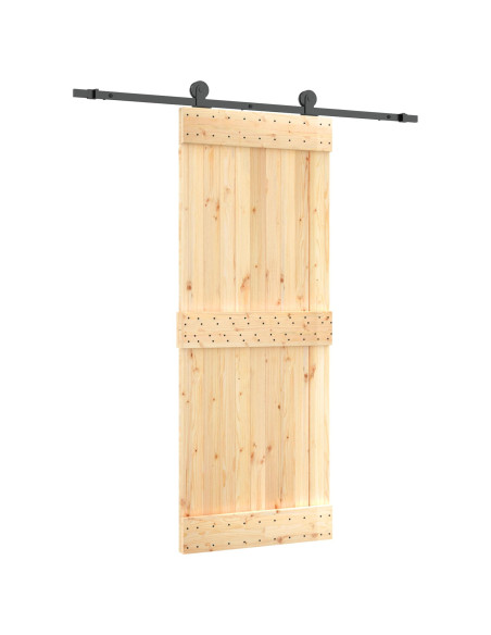 Porta scorrevole Naturale e Nero 80 x 210 cm