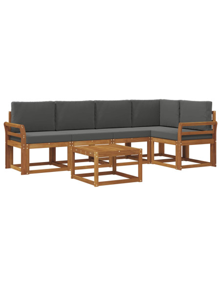 Set di divani da esterno con cuscino 6 pcs Naturale e Antracite