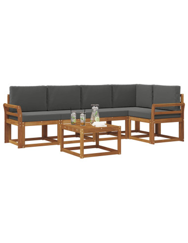 Set di divani da esterno con cuscino 6 pcs Naturale e Antracite