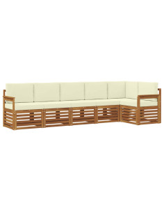 Set divani 6 pcs Naturale e Crema Legno di Acacia Massello 2