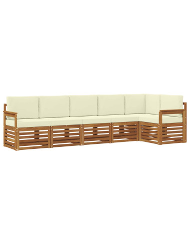 Set divani 6 pcs Naturale e Crema Legno di Acacia Massello