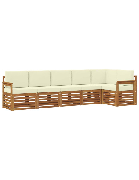 Set divani 6 pcs Naturale e Crema Legno di Acacia Massello
