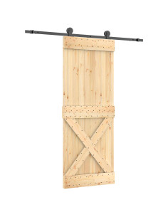 Porta scorrevole Naturale e Nero 80 x 210 cm 2