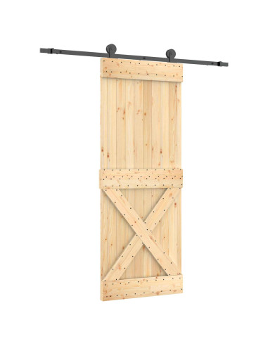 Porta scorrevole Naturale e Nero 80 x 210 cm