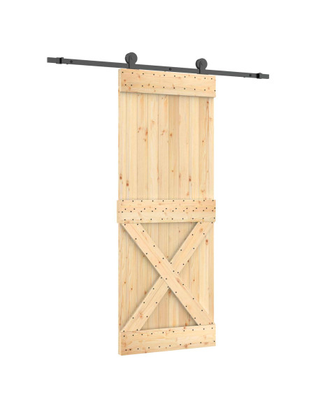 Porta scorrevole Naturale e Nero 80 x 210 cm
