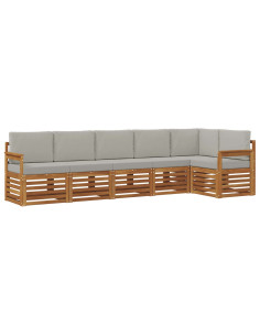 Set divani con cuscino 6 pcs Grigio Naturale e Chiaro 2