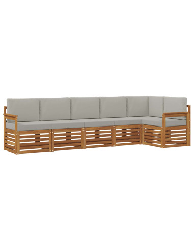 Set divani con cuscino 6 pcs Grigio Naturale e Chiaro