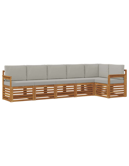 Set divani con cuscino 6 pcs Grigio Naturale e Chiaro