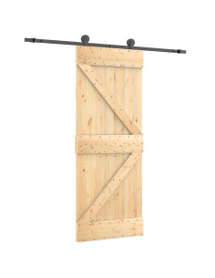 Porta scorrevole Naturale e Nero 70 x 210 cm 2