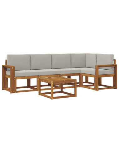 Set di divani da esterno 6 pcs Grigio Naturale e Chiaro