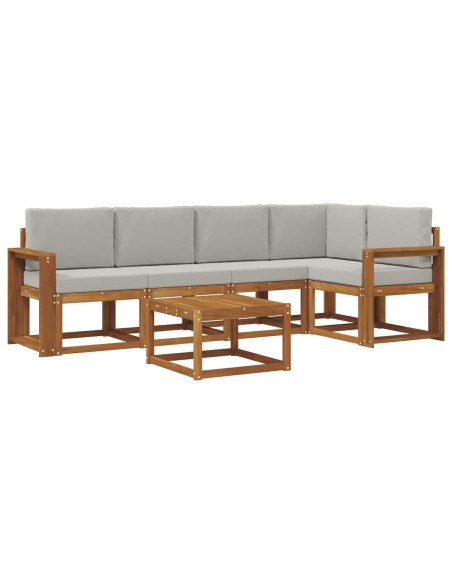 Set di divani da esterno 6 pcs Grigio Naturale e Chiaro